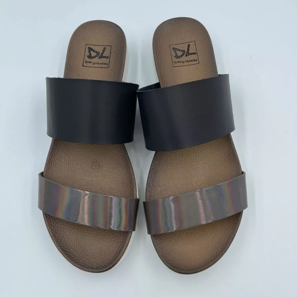 Dirty Laundry Slides Size 9 NIB black and metallic - Picture 3 of 4